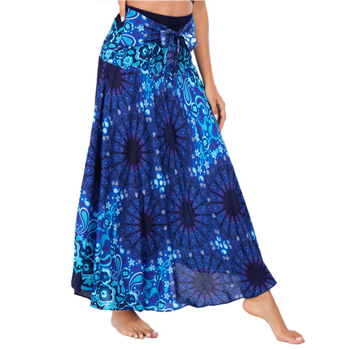 Robe jupe à lacets style bohème avec motif de fleurs et de gouttes d'eau et Buddha Stones - DodgerBlue - US4-12, UK/AU8-16, EU36-44 (F) - image 28