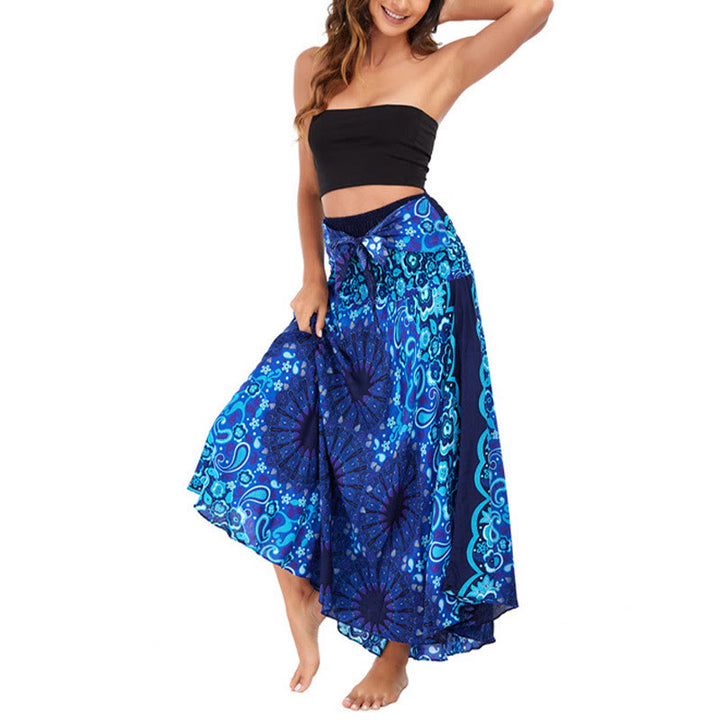 Robe jupe à lacets style bohème avec motif de fleurs et de gouttes d'eau et Buddha Stones