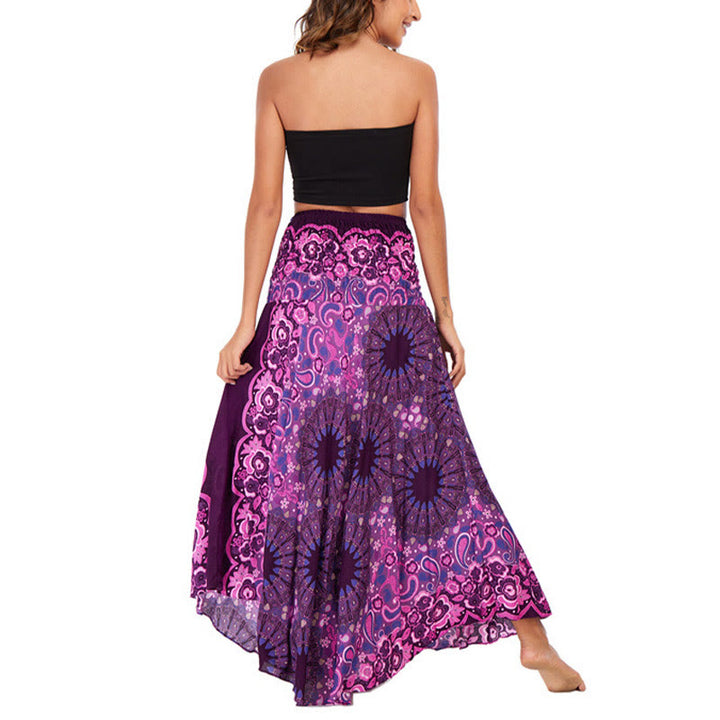 Robe jupe à lacets style bohème avec motif de fleurs et de gouttes d'eau et Buddha Stones