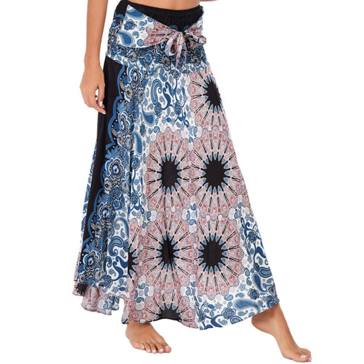 Robe jupe à lacets style bohème avec motif de fleurs et de gouttes d'eau et Buddha Stones
