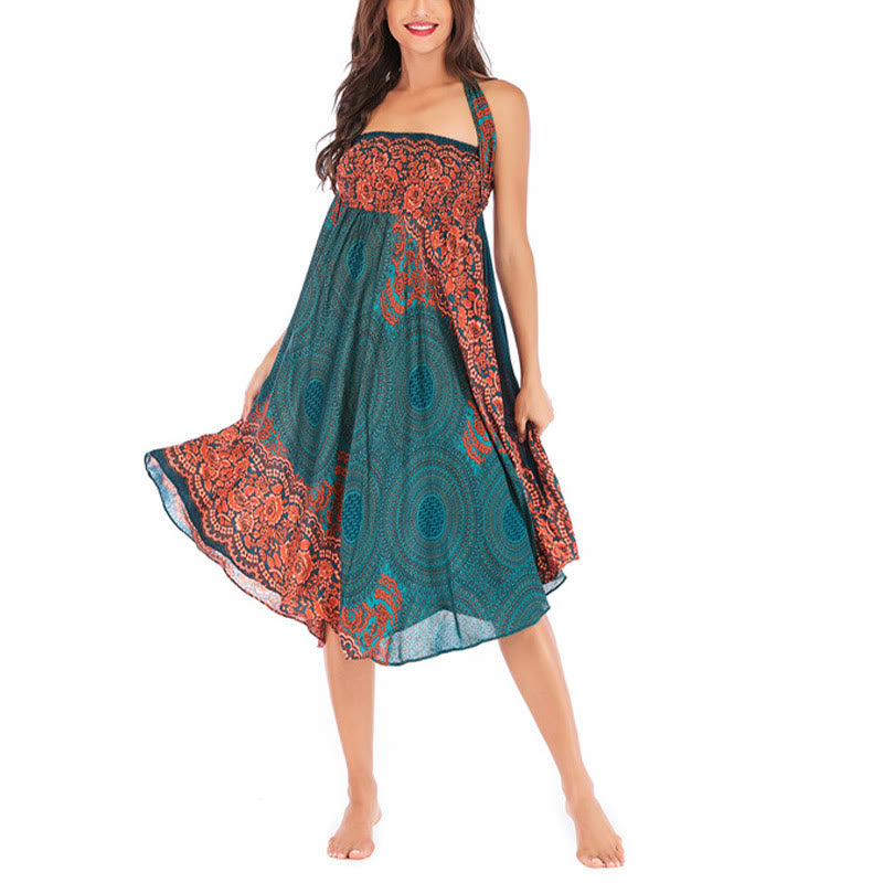 Robe bohème à lacets et fleurs rose des vents, style deux-en-un, avec Buddha Stones - image 2