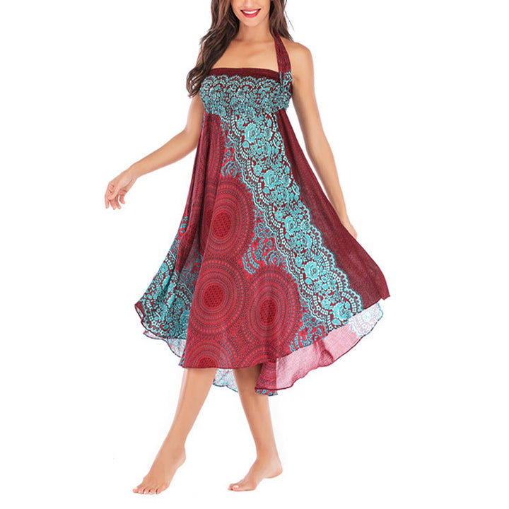 Robe bohème à lacets et fleurs rose des vents, style deux-en-un, avec Buddha Stones - image 37