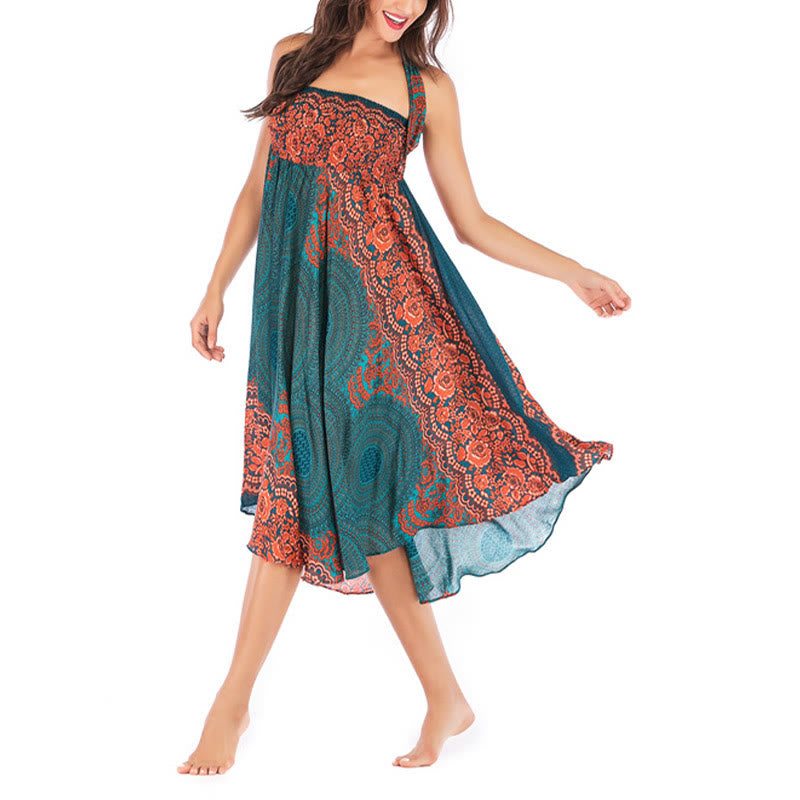 Robe bohème à lacets et fleurs rose des vents, style deux-en-un, avec Buddha Stones - image 7
