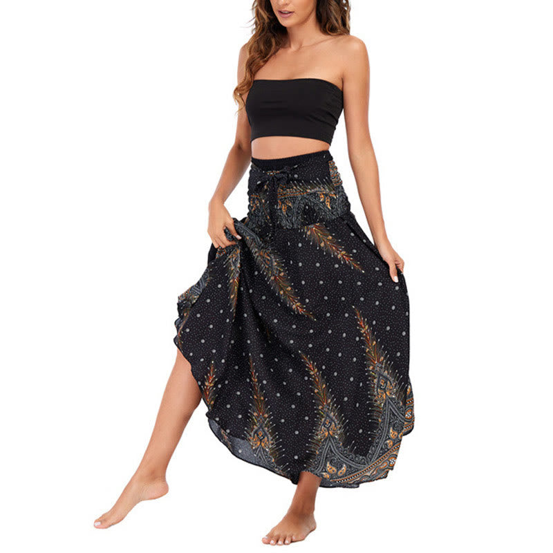 Robe jupe à lacets style bohème d'été en plumes de paon Buddha Stones Two Style Wear - image 11