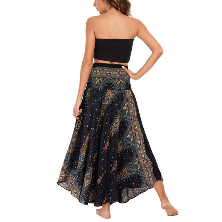 Robe jupe à lacets style bohème d'été en plumes de paon Buddha Stones Two Style Wear - image 12