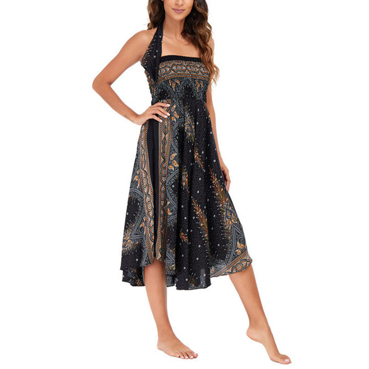 Robe jupe à lacets style bohème d'été en plumes de paon Buddha Stones Two Style Wear - image 13