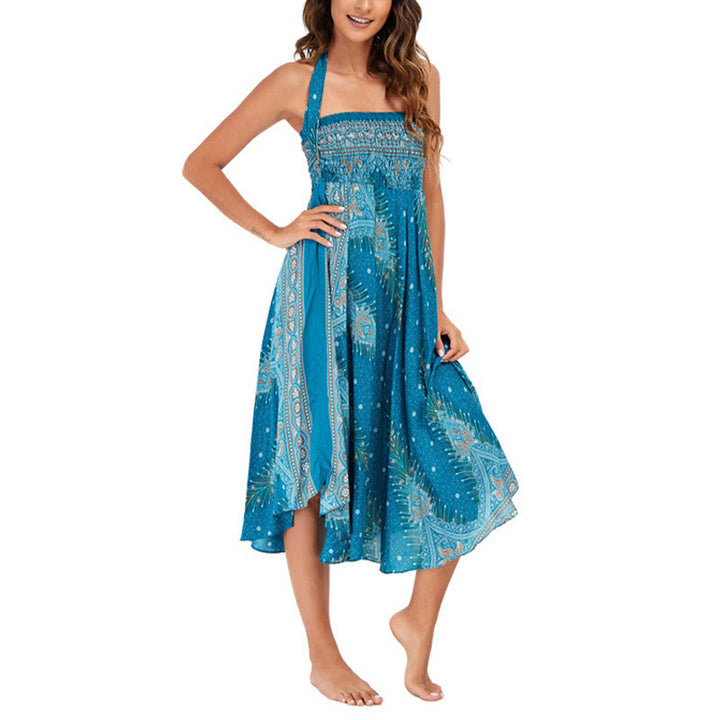 Robe jupe à lacets style bohème d'été en plumes de paon Buddha Stones Two Style Wear - image 6