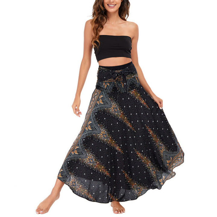Robe jupe à lacets style bohème d'été en plumes de paon Buddha Stones Two Style Wear - image 9