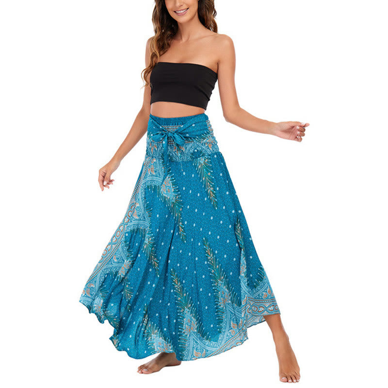 Robe jupe à lacets style bohème d'été en plumes de paon Buddha Stones Two Style Wear - image 1