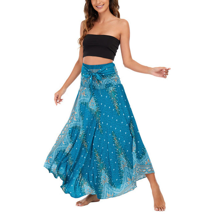 Robe jupe à lacets style bohème d'été en plumes de paon Buddha Stones Two Style Wear - image 1