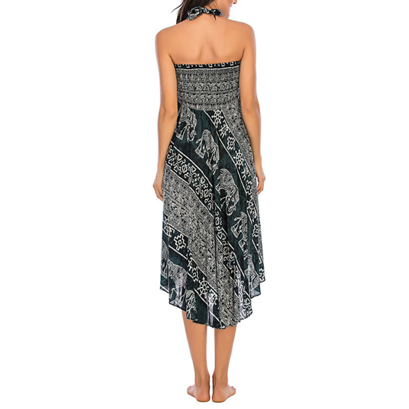 Robe jupe à lacets style bohème à imprimé éléphant et géométrie Buddha Stones Two Style Wear - image 7