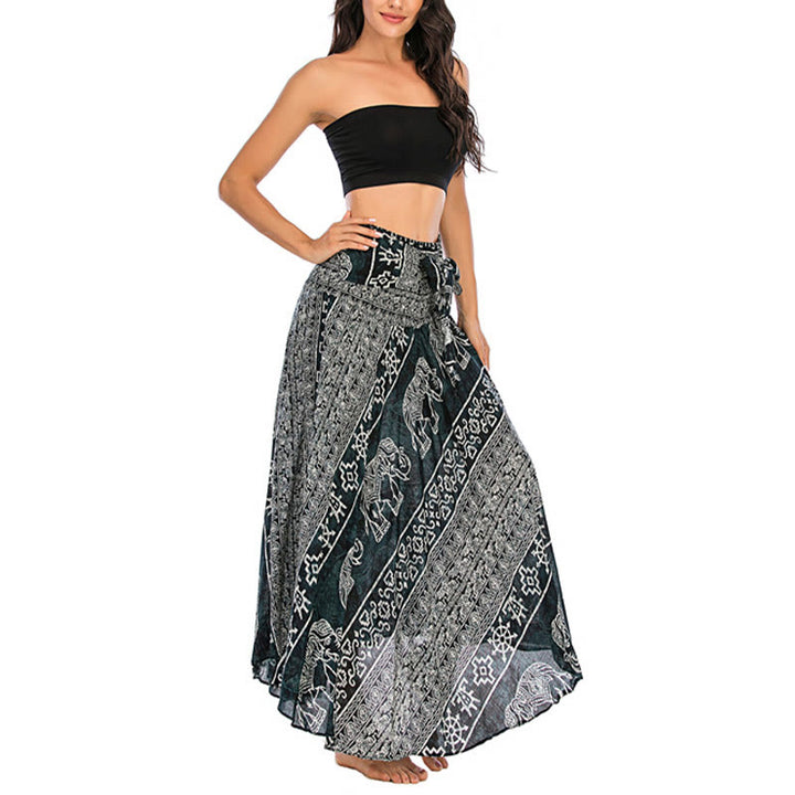 Robe jupe à lacets style bohème à imprimé éléphant et géométrie Buddha Stones Two Style Wear - image 3