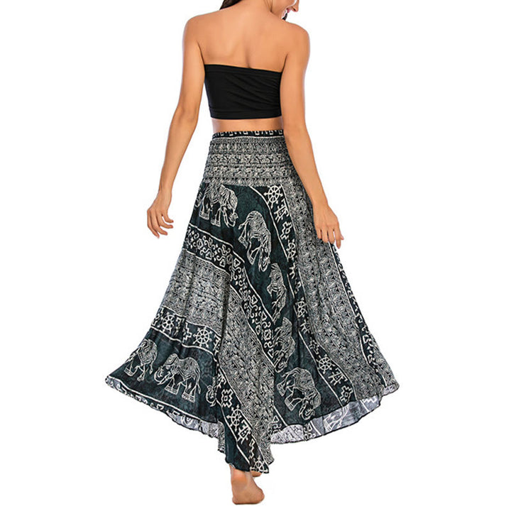 Robe jupe à lacets style bohème à imprimé éléphant et géométrie Buddha Stones Two Style Wear - image 4