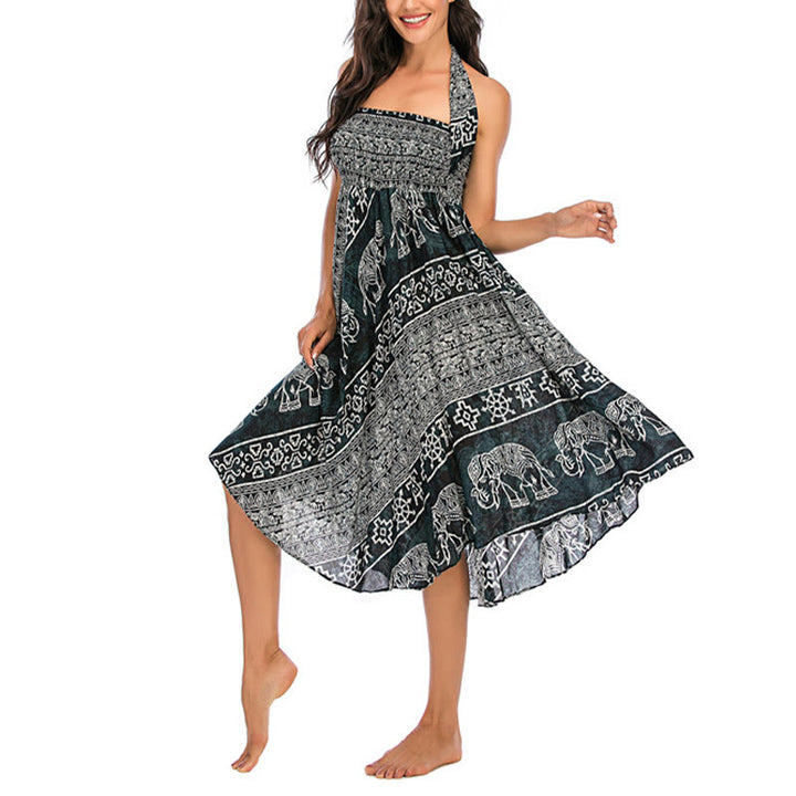 Robe jupe à lacets style bohème à imprimé éléphant et géométrie Buddha Stones Two Style Wear - image 6
