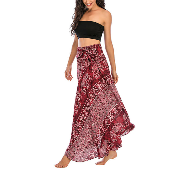 Robe jupe à lacets style bohème à imprimé éléphant et géométrie Buddha Stones Two Style Wear - image 13