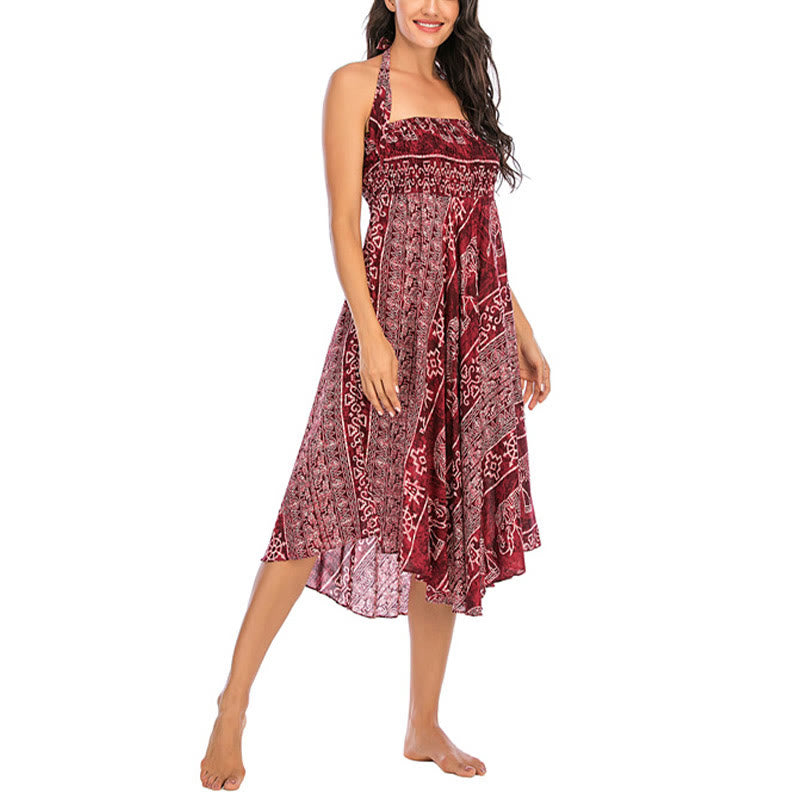 Robe jupe à lacets style bohème à imprimé éléphant et géométrie Buddha Stones Two Style Wear - image 14