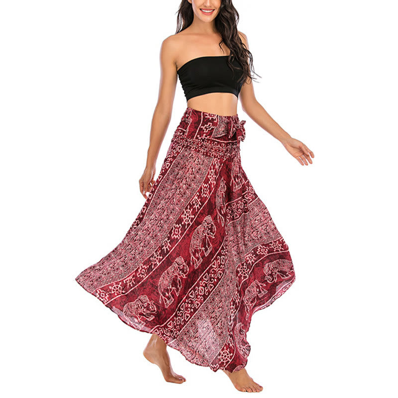 Robe jupe à lacets style bohème à imprimé éléphant et géométrie Buddha Stones Two Style Wear - image 11