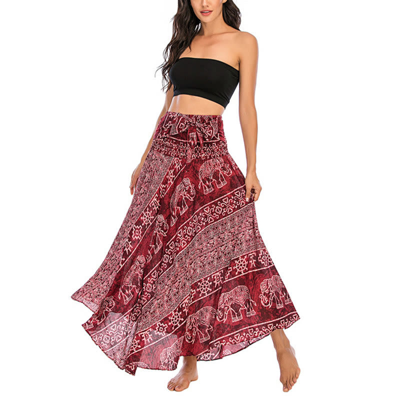 Robe jupe à lacets style bohème à imprimé éléphant et géométrie Buddha Stones Two Style Wear - image 9