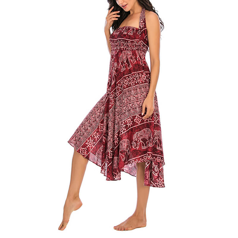 Robe jupe à lacets style bohème à imprimé éléphant et géométrie Buddha Stones Two Style Wear - image 16