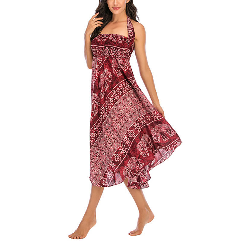 Robe jupe à lacets style bohème à imprimé éléphant et géométrie Buddha Stones Two Style Wear - image 10