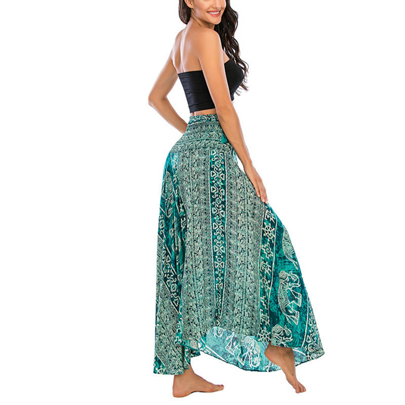Robe jupe à lacets style bohème à imprimé éléphant et géométrie Buddha Stones Two Style Wear - image 28