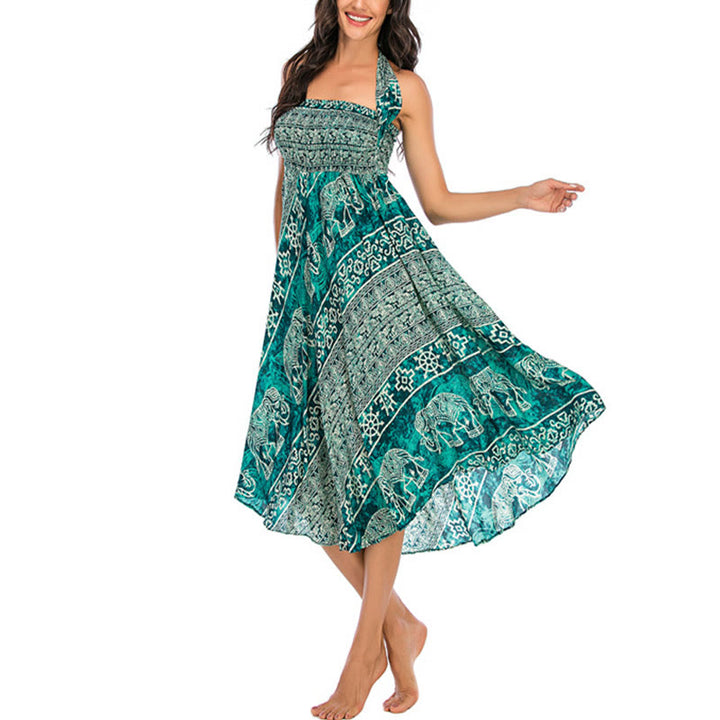 Robe jupe à lacets style bohème à imprimé éléphant et géométrie Buddha Stones Two Style Wear - image 30