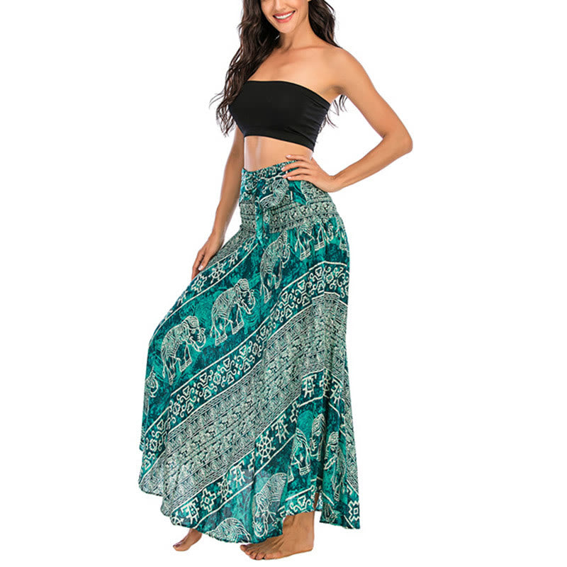 Robe jupe à lacets style bohème à imprimé éléphant et géométrie Buddha Stones Two Style Wear - image 29