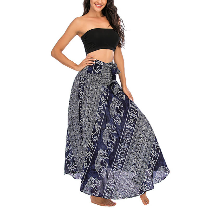 Robe jupe à lacets style bohème à imprimé éléphant et géométrie Buddha Stones Two Style Wear - image 20