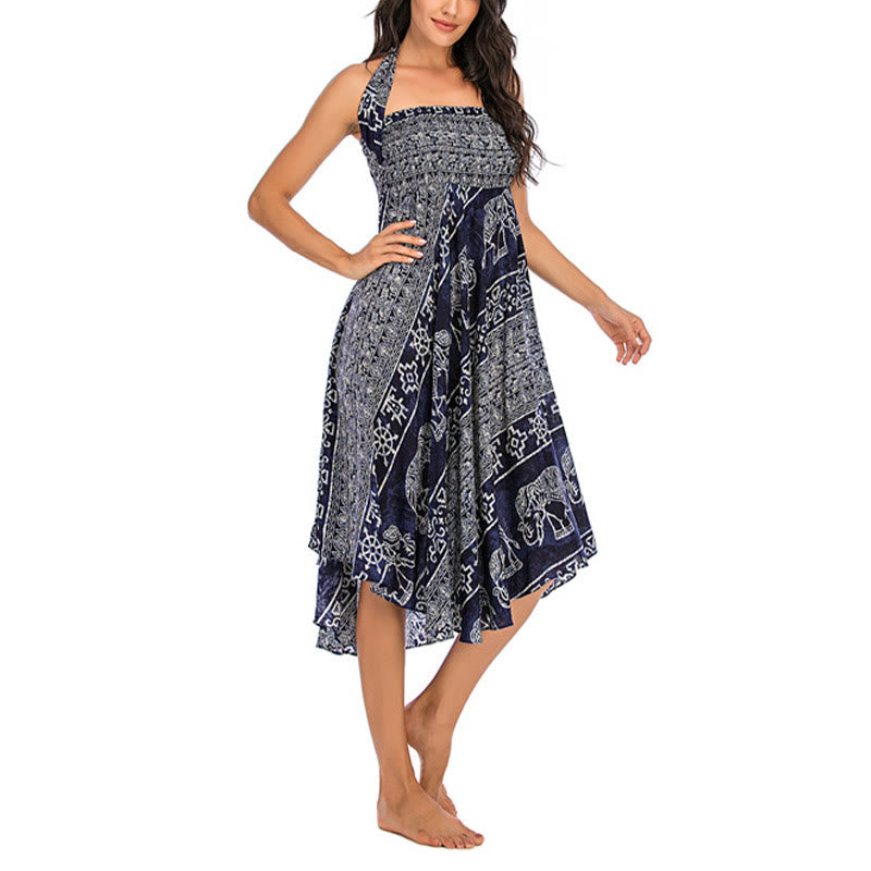 Robe jupe à lacets style bohème à imprimé éléphant et géométrie Buddha Stones Two Style Wear - image 22