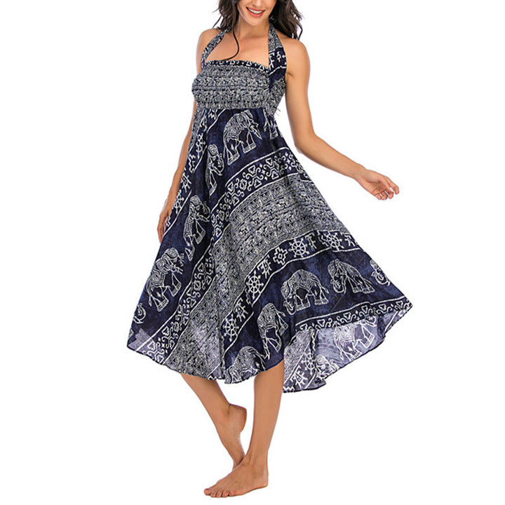 Robe jupe à lacets style bohème à imprimé éléphant et géométrie Buddha Stones Two Style Wear - image 19