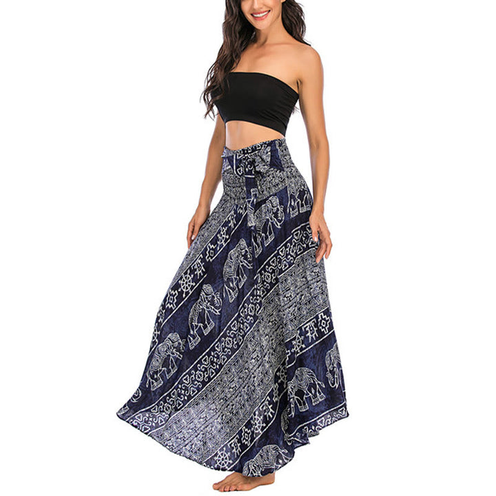 Robe jupe à lacets style bohème à imprimé éléphant et géométrie Buddha Stones Two Style Wear - image 21