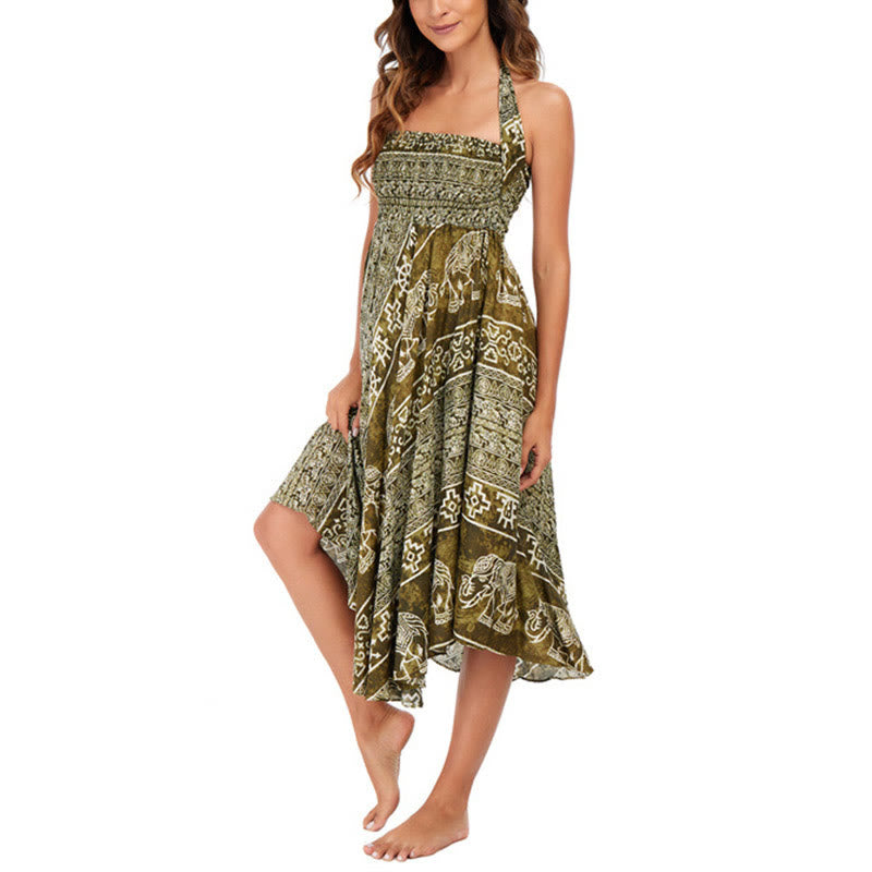 Robe jupe à lacets style bohème à imprimé éléphant et géométrie Buddha Stones Two Style Wear - image 37