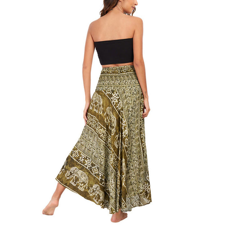 Robe jupe à lacets style bohème à imprimé éléphant et géométrie Buddha Stones Two Style Wear - image 36