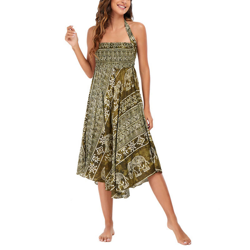 Robe jupe à lacets style bohème à imprimé éléphant et géométrie Buddha Stones Two Style Wear - image 34
