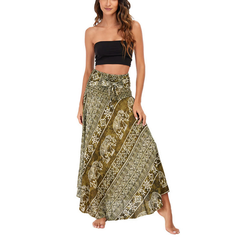 Robe jupe à lacets style bohème à imprimé éléphant et géométrie Buddha Stones Two Style Wear - image 35