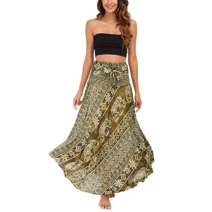 Robe jupe à lacets style bohème à imprimé éléphant et géométrie Buddha Stones Two Style Wear - image 33