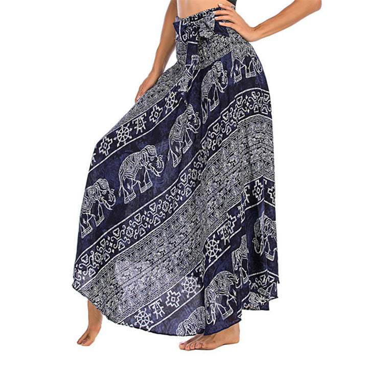 Robe jupe à lacets style bohème à imprimé éléphant et géométrie Buddha Stones Two Style Wear - Bleu ardoise foncé - US4-12, UK/AU8-16, EU36-44 (F) - image 17