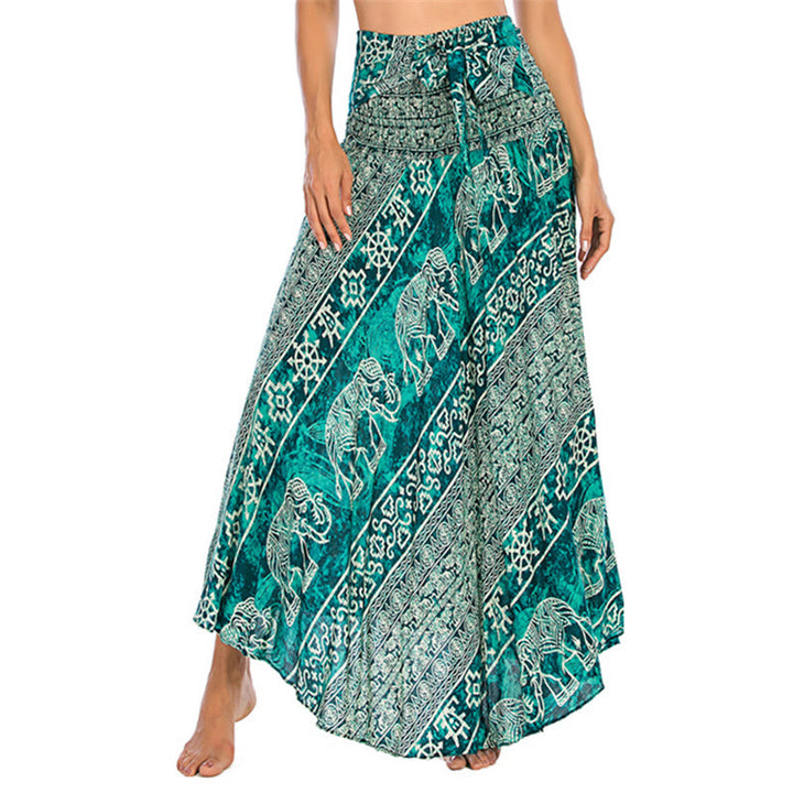 Robe jupe à lacets style bohème à imprimé éléphant et géométrie Buddha Stones Two Style Wear - Turquoise - US4-12, UK/AU8-16, EU36-44 (F) - image 24