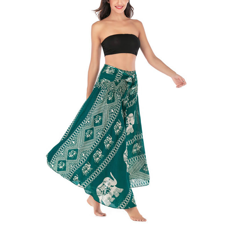 Robe jupe à lacets style Buddha Stones d'été à deux styles avec des lignes d'éléphant