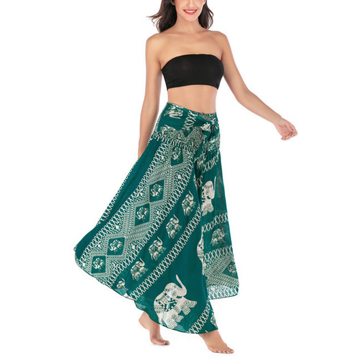Robe jupe à lacets style Buddha Stones d'été à deux styles avec des lignes d'éléphant