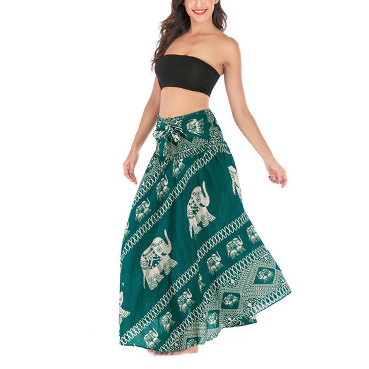 Robe jupe à lacets style Buddha Stones d'été à deux styles avec des lignes d'éléphant