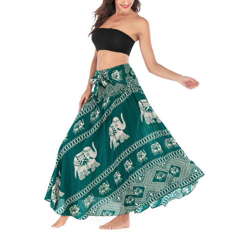Robe jupe à lacets style Buddha Stones d'été à deux styles avec des lignes d'éléphant
