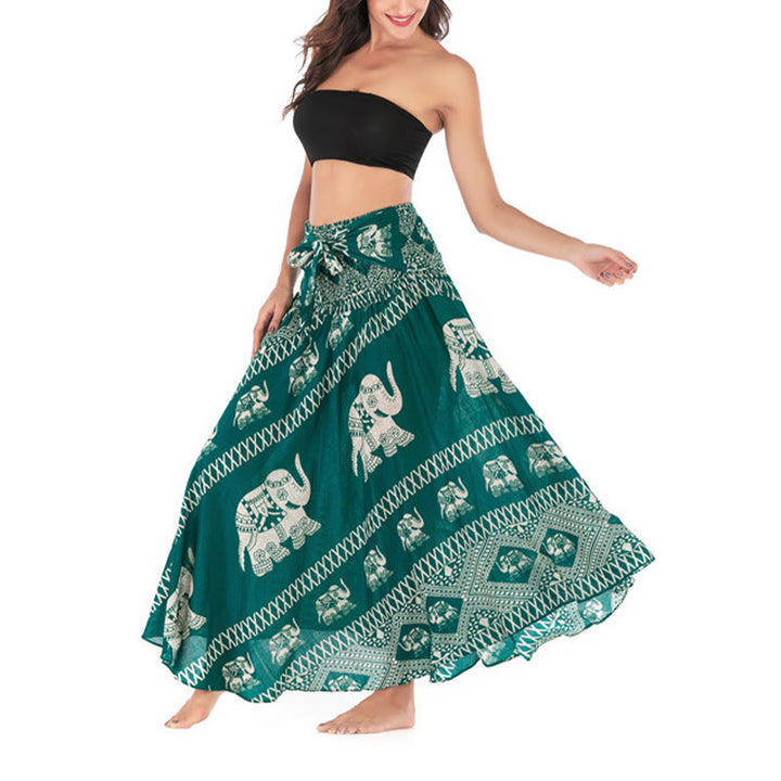 Robe jupe à lacets style Buddha Stones d'été à deux styles avec des lignes d'éléphant