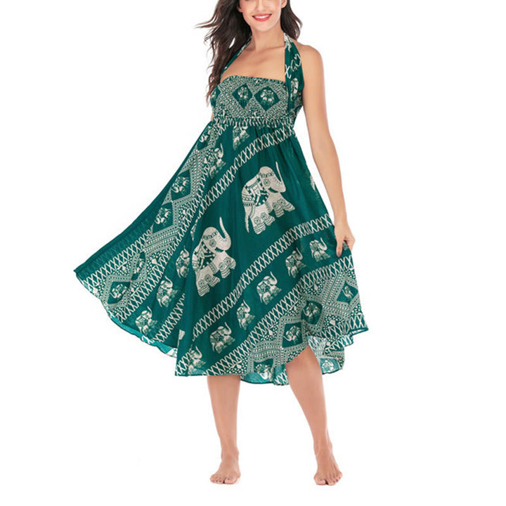 Robe jupe à lacets style Buddha Stones d'été à deux styles avec des lignes d'éléphant