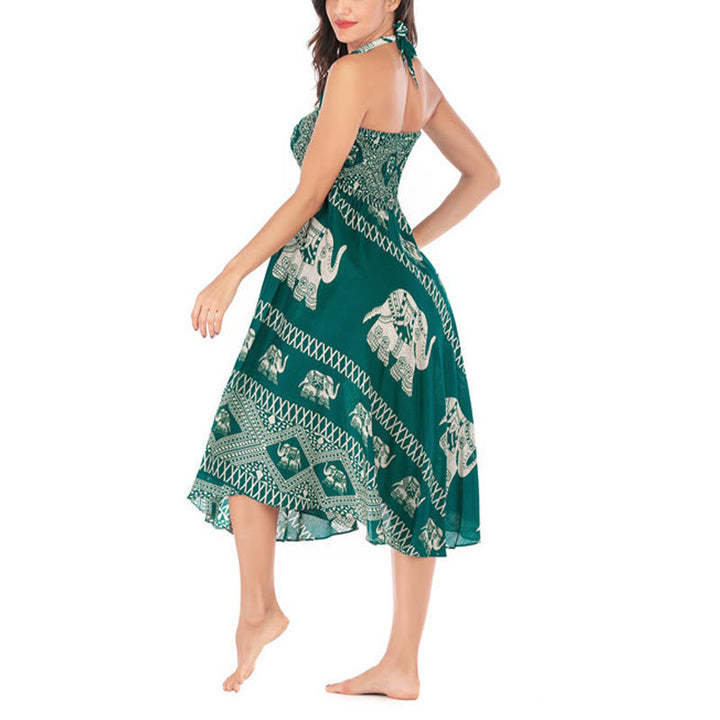 Robe jupe à lacets style Buddha Stones d'été à deux styles avec des lignes d'éléphant