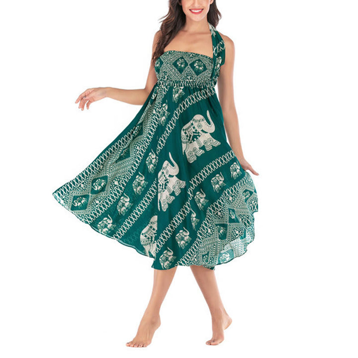 Robe jupe à lacets style Buddha Stones d'été à deux styles avec des lignes d'éléphant