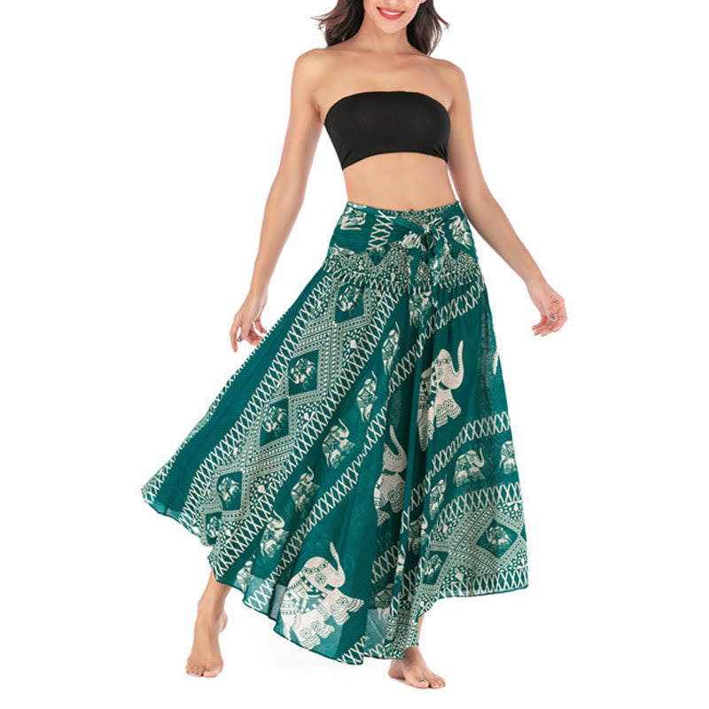 Robe jupe à lacets style Buddha Stones d'été à deux styles avec des lignes d'éléphant