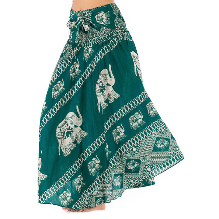 Robe jupe à lacets style Buddha Stones d'été à deux styles avec des lignes d'éléphant
