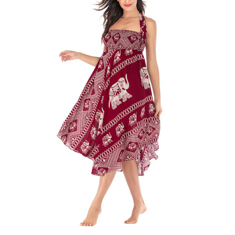 Robe jupe à lacets style Buddha Stones d'été à deux styles avec des lignes d'éléphant