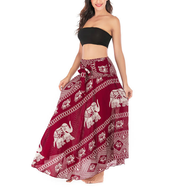 Robe jupe à lacets style Buddha Stones d'été à deux styles avec des lignes d'éléphant